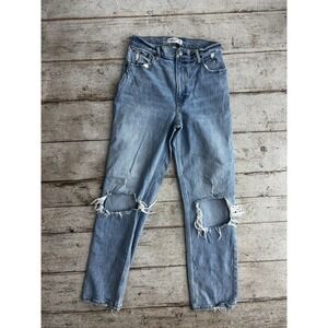 Abercrombie & Fitch ultra 90s high ride Light Blue Distressed Straight Leg Jeans